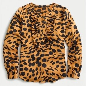J. Crew ruffle front long sleeve satin blouse